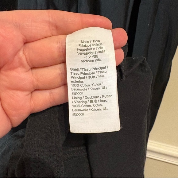 Madewell Black Cotton Embroidered Smocked Midi Dress Size Small - Picture 11 of 11